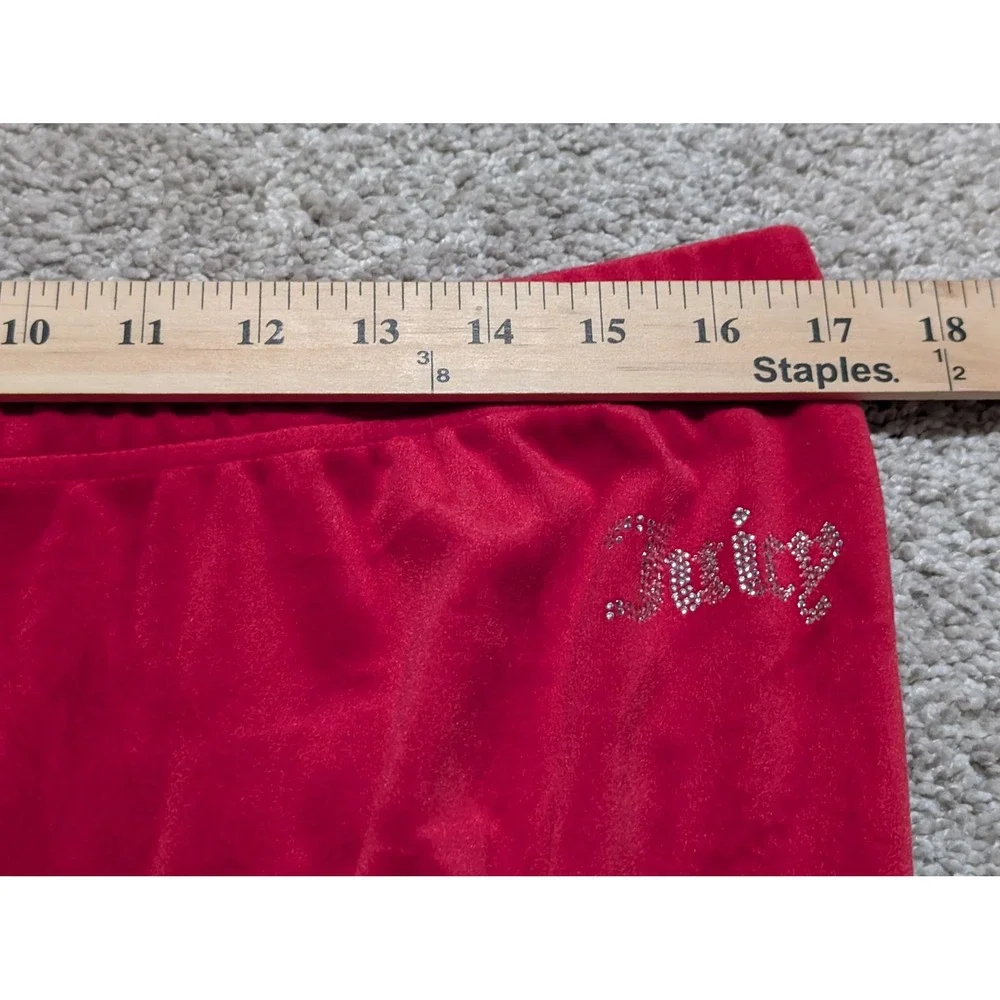 Juicy Couture Velour Tracksuit Set Red Rhinestone Crewneck Sweatshirt Pants‎ L - Picture 11 of 14